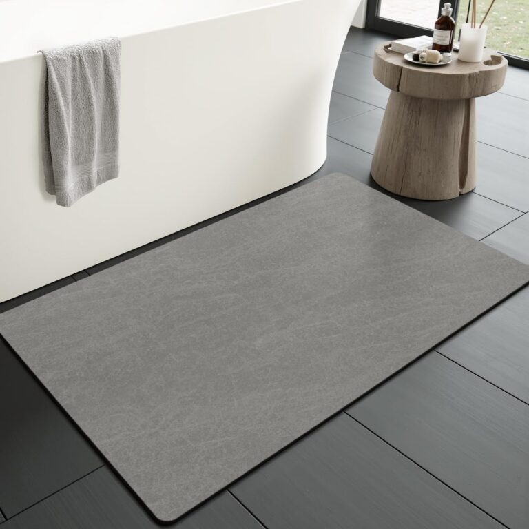 MontVoo Bath Mat Rug for Bathroom-Bathroom Mat Bathroom Rug Non Slip Absorbent Quick Dry Bathmat Shower Mats-Bathroom Floor Mats in Front of Bathtub Sink Washroom Mat Grey 40x60CM