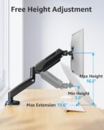 MOUNTUP Single Monitor Desk Mount Holds Screen up to 32 inch, Height Adjustable Monitor Arm, Computer Monitors Stand with Clamp/Grommet Base, VESA Mounts Fit 4.4-17.6lbs...