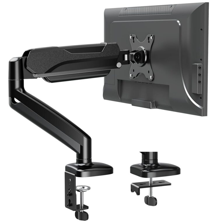 MOUNTUP Single Monitor Desk Mount Holds Screen up to 32 inch, Height Adjustable Monitor Arm, Computer Monitors Stand with Clamp/Grommet Base, VESA Mounts Fit 4.4-17.6lbs...
