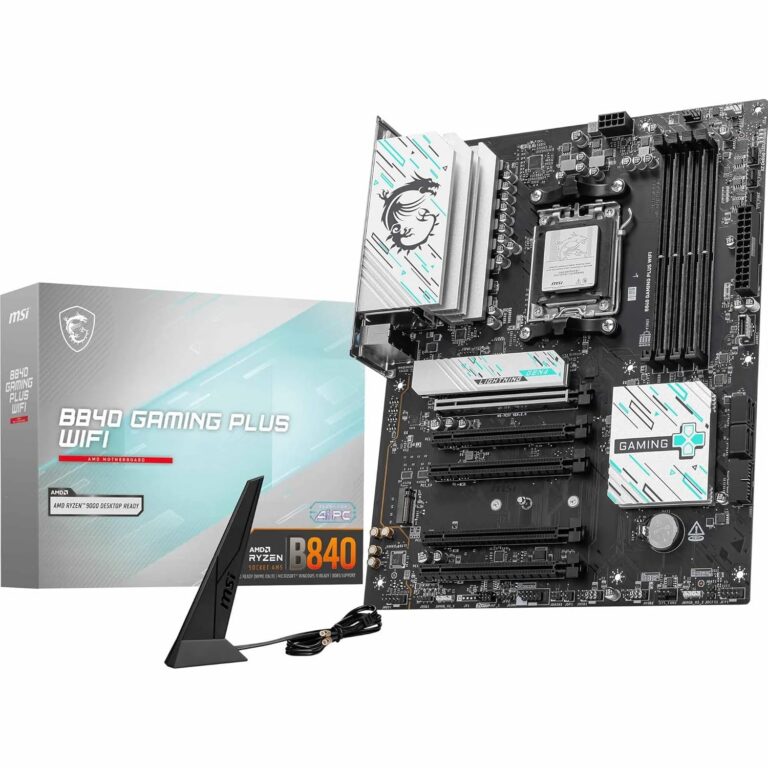 MSI B840 Gaming Plus WiFi Motherboard, ATX - Supports AMD Ryzen 9000/8000 / 7000 Processors, AM5 - DDR5 Memory Boost 8000+ MT/s (OC), PCIe 4.0 x16, M.2 Gen4, Wi-Fi 7, 2.5G LAN