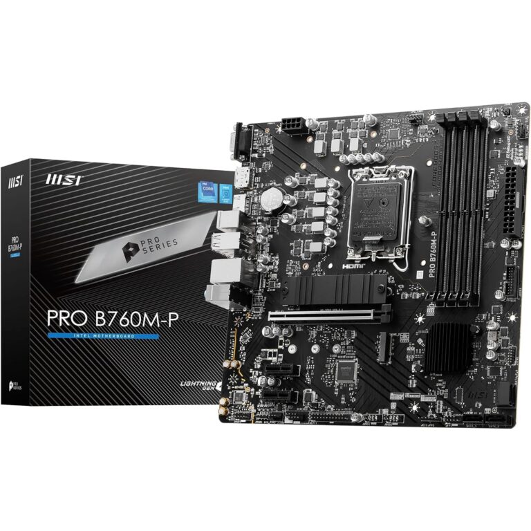 MSI PRO B760M-P Motherboard, Micro-ATX - Supports Intel 14th, 13th & 12th Gen Core Processors, LGA 1700 - DDR5 Memory Boost 6800+MHz/OC, PCIe 4.0 x16 Slot, M.2 Gen4 Slots