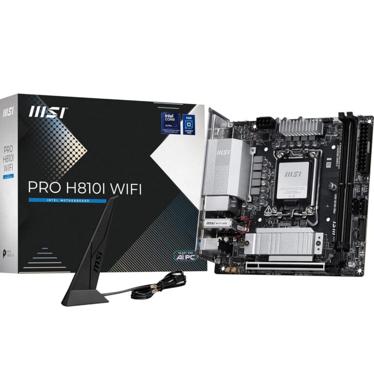 MSI PRO H810I WiFi Motherboard, ITX - Supports Intel Core Ultra Processors (Series 2), LGA 1851 - DDR5 Memory Boost (6400 MT/s MAX), PCIe 5.0 x16, M.2 Gen4, 2.5G LAN