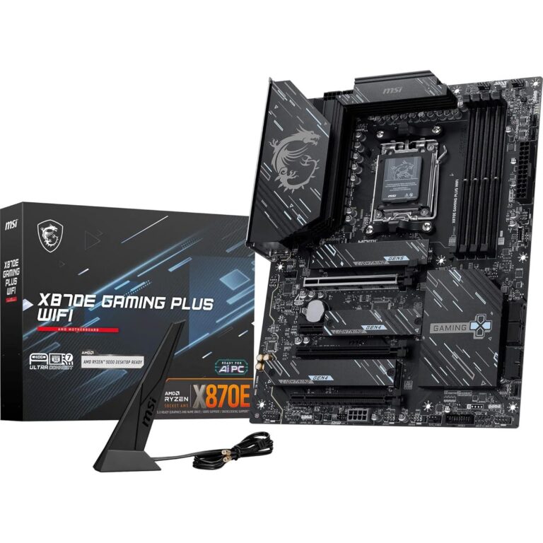 MSI X870E Gaming Plus WiFi Motherboard, ATX - Supports AMD Ryzen 9000/8000 / 7000 Processors, AM5-60A SPS VRM, DDR5 Memory Boost 8200+ MT/s (OC), PCIe 5.0 x16 & 4.0 x4, M.2...