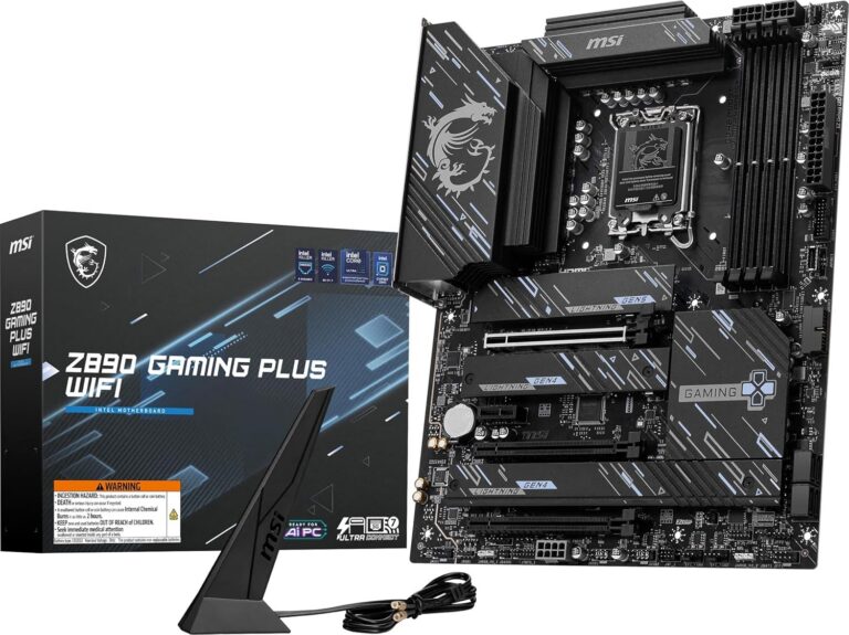 MSI Z890 Gaming Plus WiFi Gaming Motherboard (Supports Core Ultra Series 2 Intel Processors, LGA 1851, DDR5, PCIe 5.0, M.2, SATA, 5Gbps LAN, USB Type-C, Wi-Fi 7, Bluetooth 5.4,...