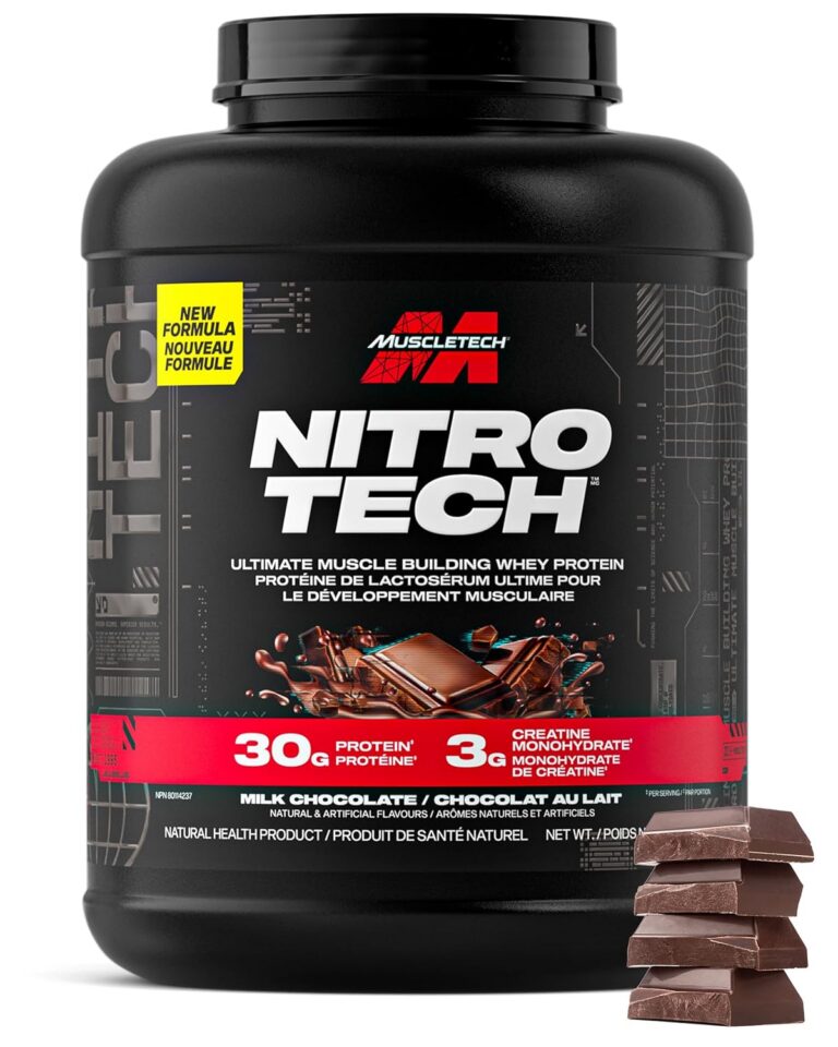Muscletech Whey Protein Powder - Nitro-Tech Ultimate Muscle Building Formula with Whey Protein Isolate & Peptides - 30g of Protein, 3g of Creatine & 6.8g of BCAA - Milk...