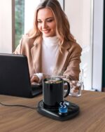 MYMULIKE Mug Warmer, Coffee Mug Warmer for Desk with 4 Temperature Settings (55℃/65℃/75℃/85℃), Coffee Warmer with Auto Shut Off, 1-12 Hour Timer, Desk Accessories for Office/Home