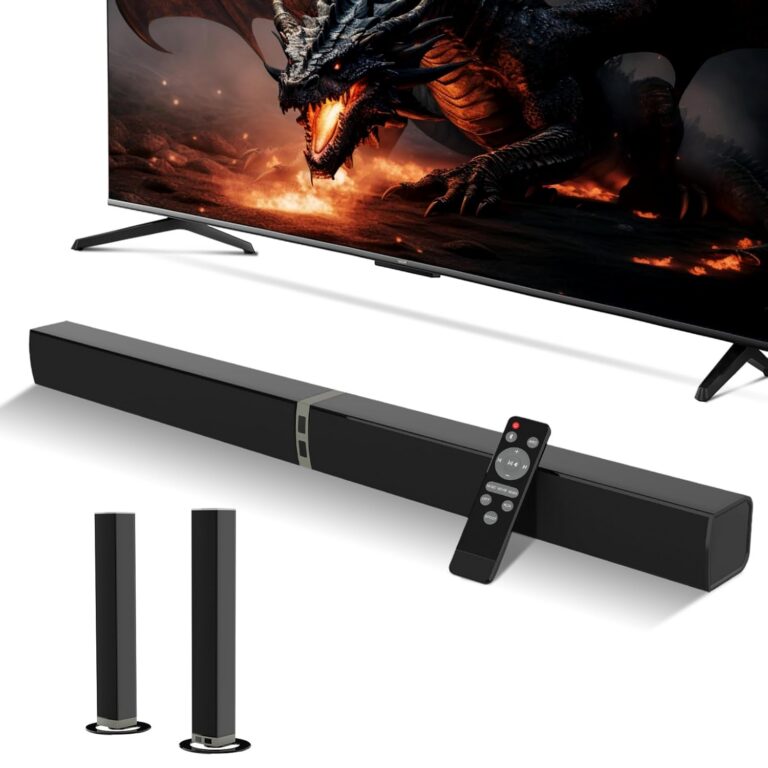 MZEIBO 80W Sound Bar for TV with Detachable Speakers - Bluetooth 5.3, Powerful Bass, Home Theater System - ARC/Optical/AUX, Compatible with Smart TV, PC, Laptop, Gaming Console