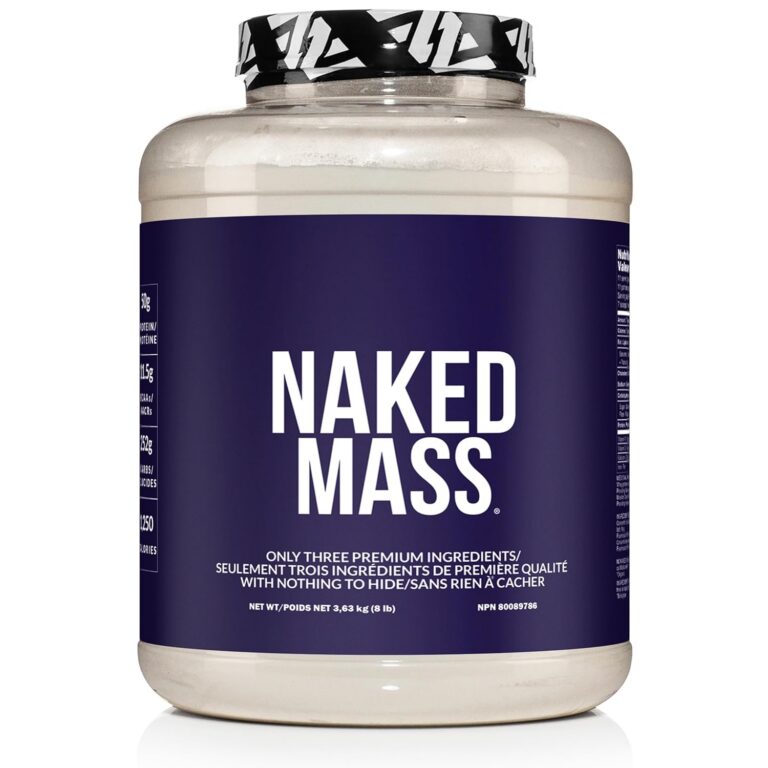 Naked Mass - Natural Weight Gainer Protein Powder - 8lb Bulk, GMO Free, Gluten Free & Soy Free. No Artificial Ingredients - 1,250 Calories - 11 Servings
