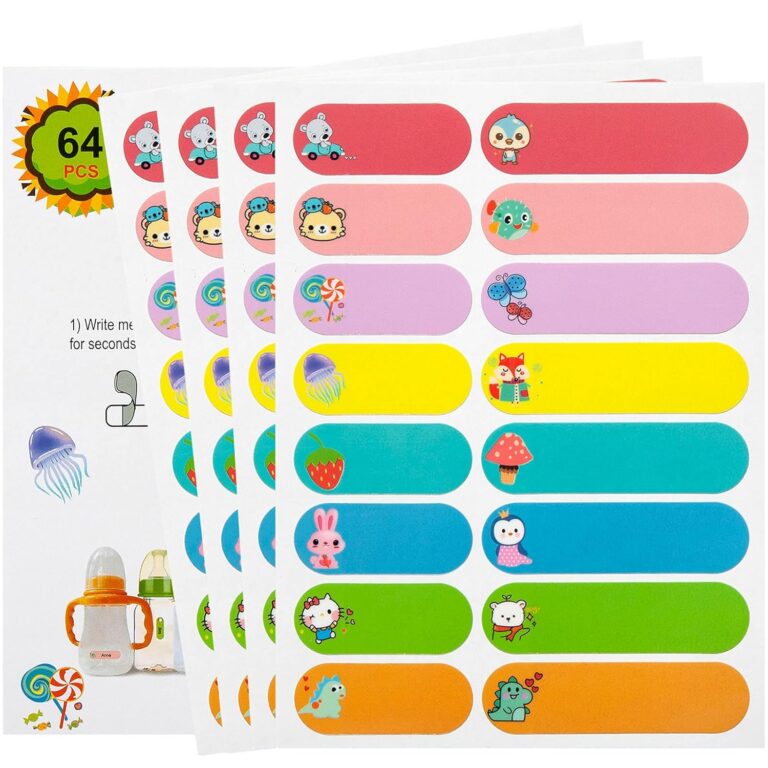 Name Label Stickers for Kids Stuff School Supplies, 64 PCS Baby Bottle Labels for Daycare, Waterproof Daycare Labels Self-Laminating, Dishwasher Safe, Toddler Preschool Labels...