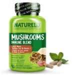 NATURELO Mushroom Supplement – Brain & Immune Health Blend with Lion’s Mane, Reishi, Turkey Tail – 90 Vegan Friendly Capsules