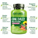 NATURELO One Daily Multivitamin for Women - Energy Support - Whole Food Supplement to Nourish Hair, Skin, Nails - Non-GMO - No Soy - Gluten Free - 60 Capsules - 2 Month Supply