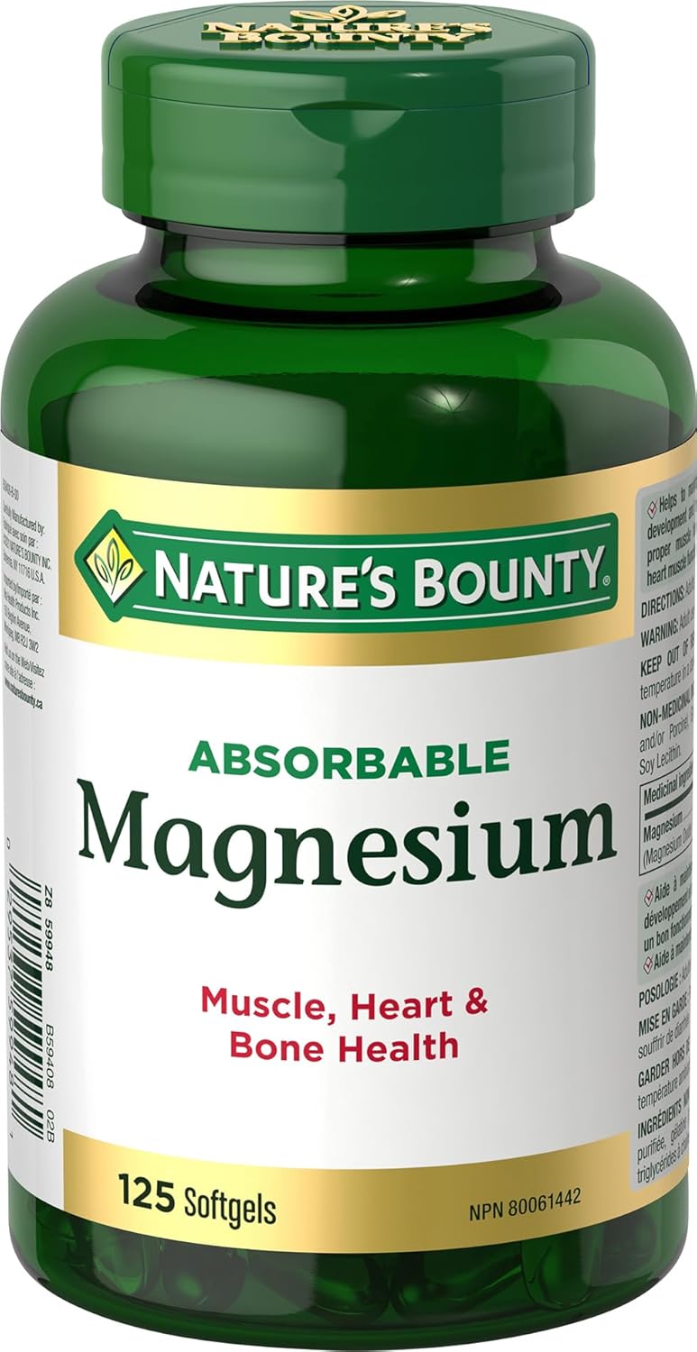 Nature's Bounty Absorbable Magnesium 400mg, Multi-coloured, 125 Softgels Nature's Bounty Absorbable Magnesium 400mg, Multi-coloured, 125 Softgels