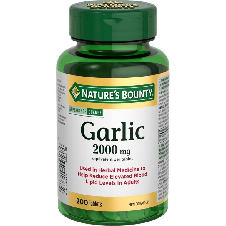 NATURE'S BOUNTY Garlic, 2000 mg, Helps Reduce Elevated Blood Lipid Levels, Helps Maintain Cardiovascular Health, Tablets, 142 g