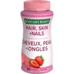 NATURE'S BOUNTY Hair, Skin & Nails, Helps Maintain Health of Hair, Skin & Nails, Helps Development of Bones, Teeth, Cartilage & Gums, Aids Wound Healing, Antioxidant, Strawberry...