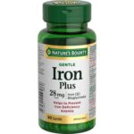 NATURE'S BOUNTY Iron Plus, 28 mg, Gentle, Helps Prevent Anemia, Supports Immune Health, Helps Red Blood Cell Formation & Function, Helps Wounds Heal, Antioxidant, Capsules, 49 g