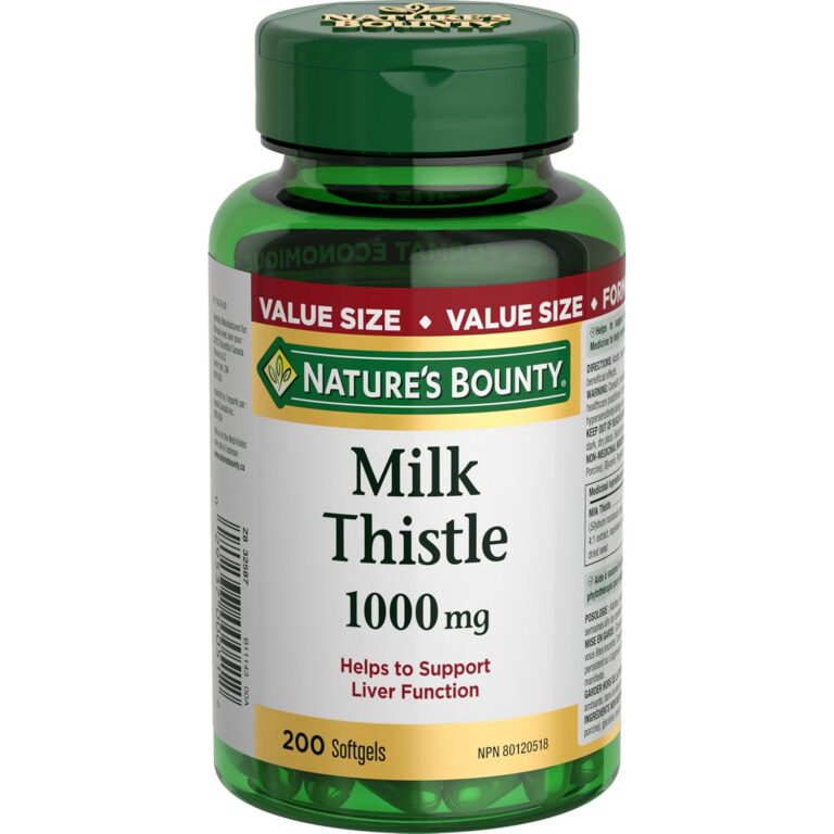 NATURE'S BOUNTY Milk Thistle, 1000 mg, Helps Support Liver Function, Liver Protectant, Used in Herbal Medicine to help Relieve Digestive Disturbances, 200 Softgels, 229 g