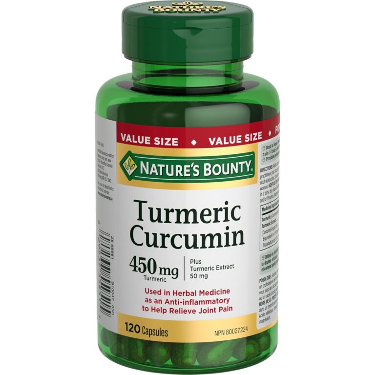 Nature's Bounty Turmeric Curcumin Pills and Herbal Health Supplement, Helps Relieve Joint Pain, Source of Antioxidants, 450mg, 120 Capsules, Multi-colored