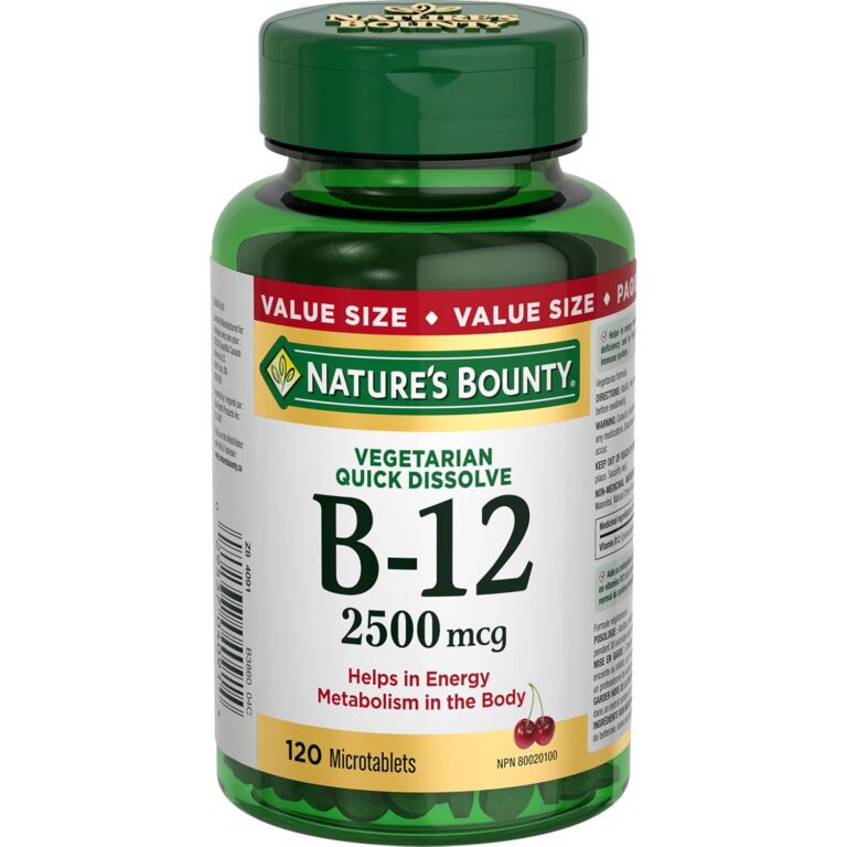 NATURE'S BOUNTY Vitamin B-12 Supplement, 2500 mcg, Quick Dissolve Tablets, Natural Cherry Flavour, Helps In Energy Metabolism, Essential In Normal Formation Of Blood Cells, 120...