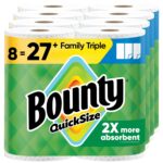 New Bounty Quick Size Paper Towels, White, 8 Family Triple Rolls = 27 Regular Rolls