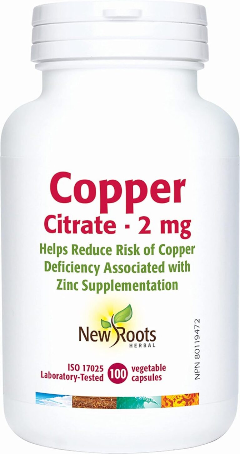 New Roots Herbal Copper Citrate 2mg Mineral Supplement, Helps Produce Connective Tissue, Red Blood Cells & Skin Integrity, 100 Veg Caps, 100 Day Supply
