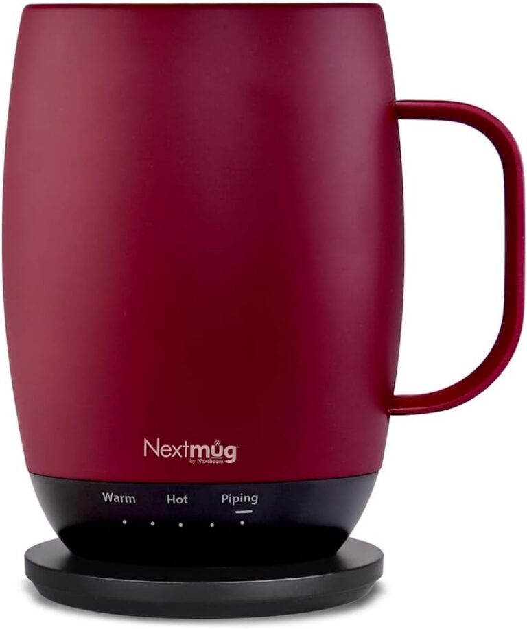 Nextmug Plus (Burgundy - 530 mL) Temperature-Controlled, Self-Heating Mug – No App, Long-Lasting Battery for Work & Study, Great Gift for Coffee Lovers