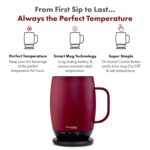 Nextmug Plus (Burgundy - 530 mL) Temperature-Controlled, Self-Heating Mug – No App, Long-Lasting Battery for Work & Study, Great Gift for Coffee Lovers