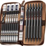 Nicpro 30PCS Black Metal Mechanical Pencils Set in Leather Case, Art Drafting Pencil 0.5, 0.7, 0.9 mm, 2mm Lead Pencil Holders for Sketching Drawing With 16 Tube (6B 4B 2B HB 2H...