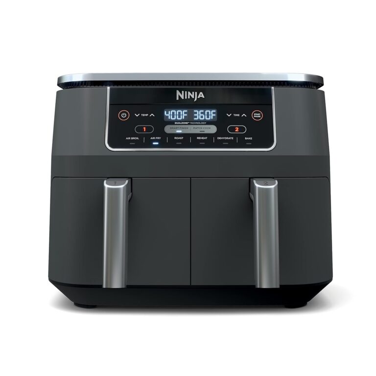 Ninja Foodi 6-in-1 8-qt. (7.6L) 2-Basket Air Fryer DualZone Technology, Match Cook & Smart Finish to Roast, Broil, Dehydrate & More for Quick, Easy Meals, Slate Grey (DZ201C)...