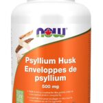NOW Supplements, Psyllium Husk Caps 500 mg, Natural Soluble Fibre, Intestinal Health*, 200 Veg Capsules