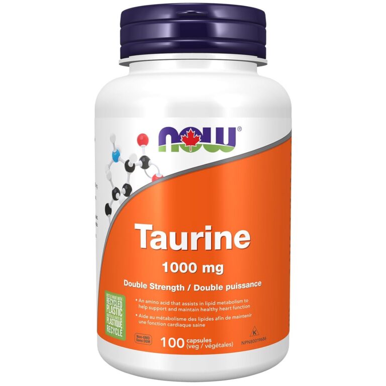 NOW Supplements, Taurine 1,000 mg, Double Strength, Nervous System Health, 100 Veg Capsules