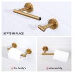 Ntipox Brushed Gold Toilet Paper Holder Set, Stainless Steel Towel Ring, Double Post Pivoting Toilet Paper Holder and Hand Towel Holder Set for Bathroom