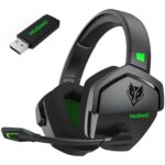 NUBWO G06 Dual Wireless Gaming Headset with Microphone for PS5, PS4, PC - 23ms Low Latency Audio - 100-Hour of Playtime - 50mm Drivers (Black-Green)