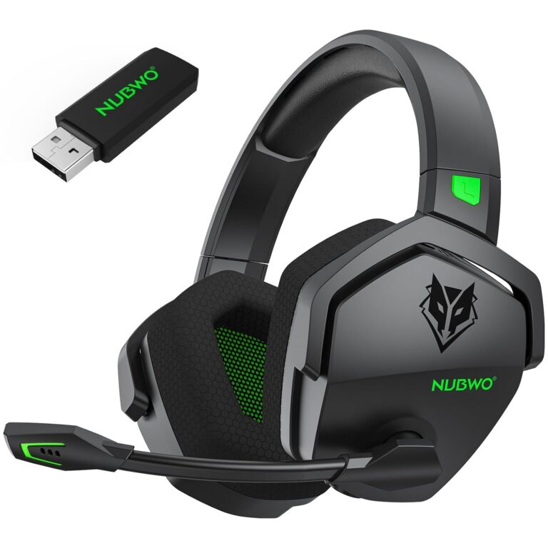 NUBWO G06 Dual Wireless Gaming Headset with Microphone for PS5, PS4, PC - 23ms Low Latency Audio - 100-Hour of Playtime - 50mm Drivers (Black-Green)