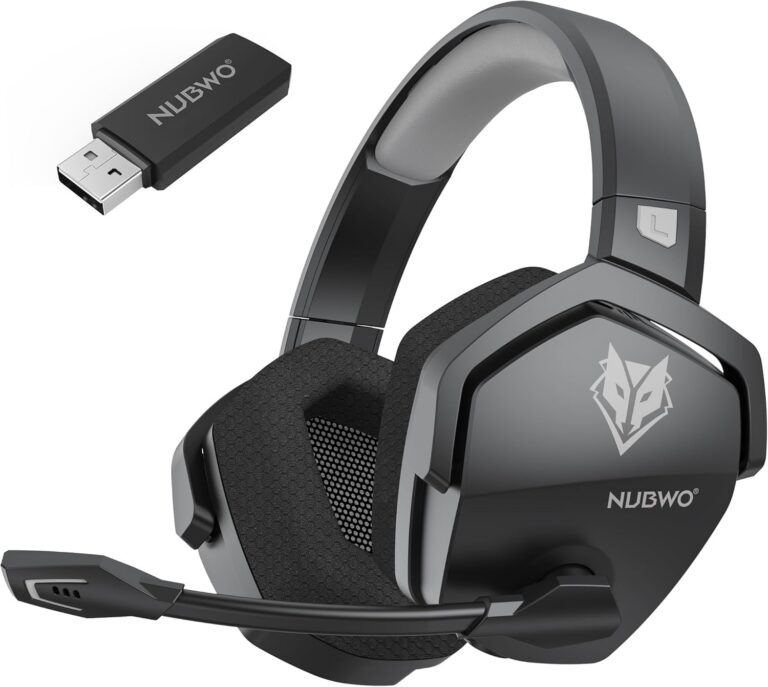 NUBWO G06 Dual Wireless Gaming Headset with Microphone for PS5, PS4, PC - 23ms Low Latency Audio - 100-Hour of Playtime - 50mm Drivers (Grey-Black)