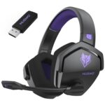 NUBWO G06 Wireless Gaming Headset with Microphone for PS5, PS4, PC, Mobile, Switch: 2.4GHz Wireless + Bluetooth - 100 Hr Battery - 50mm Drivers - Purple