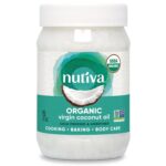 Nutiva Organic Coconut Oil, 444 ml - USDA Organic Cold Pressed Unrefined Extra Virgin Coconut for Cooking, Skin, Hair, Massage, and Oil Pulling. Contains Natural MCT