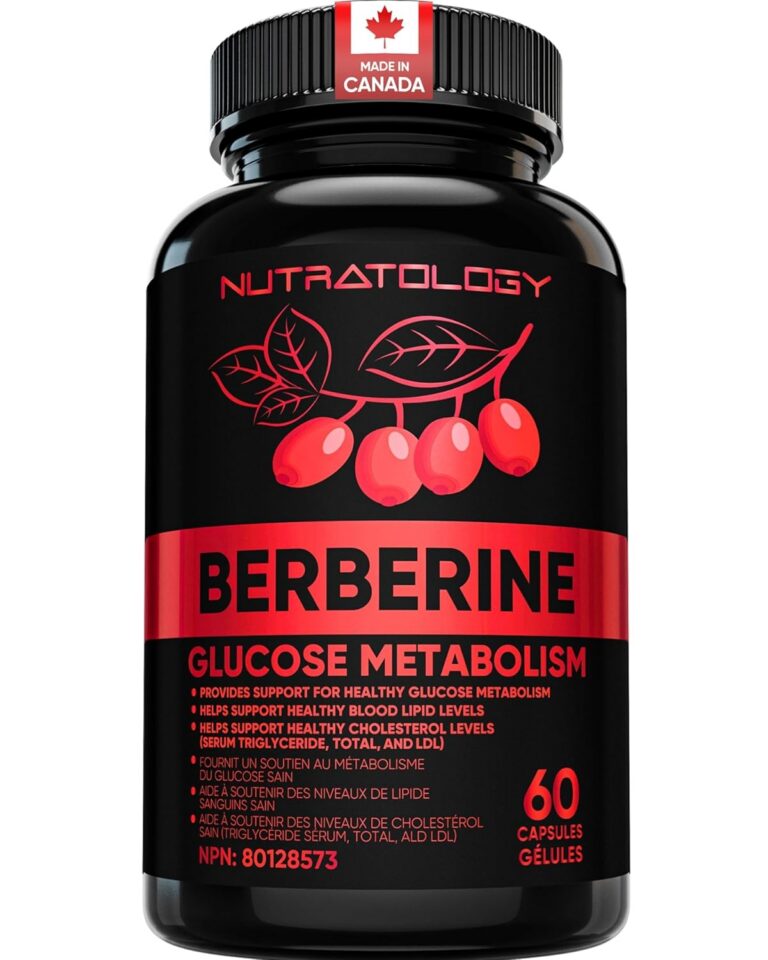 Nutratology Berberine Supplement | Canadian-Made | Max Potency 500MG Per Capsule - Supports Glucose Metabolism & Healthy Blood Sugar Levels Through Efficient Metabolism Of Sugar...