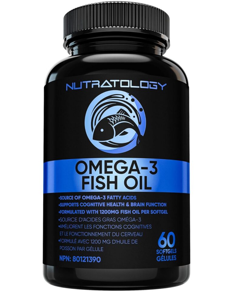 Nutratology Omega 3 Fish Oil Supplement Triple Strength with Fatty Acids - 1200MG Fish Oil, 720 MG Omega 3 Supplements, 432MG EPA & 288MG DHA Per Softgel. Burp-less Lemon...