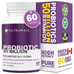 Nutrawave 50 BILLION Probiotics Women & Men, 15 Strains Active Culture. Relieves Bloating and Constipation, Improved Digestion and Gut Health Supplement, Non-GMO, Vegan, Gluten...
