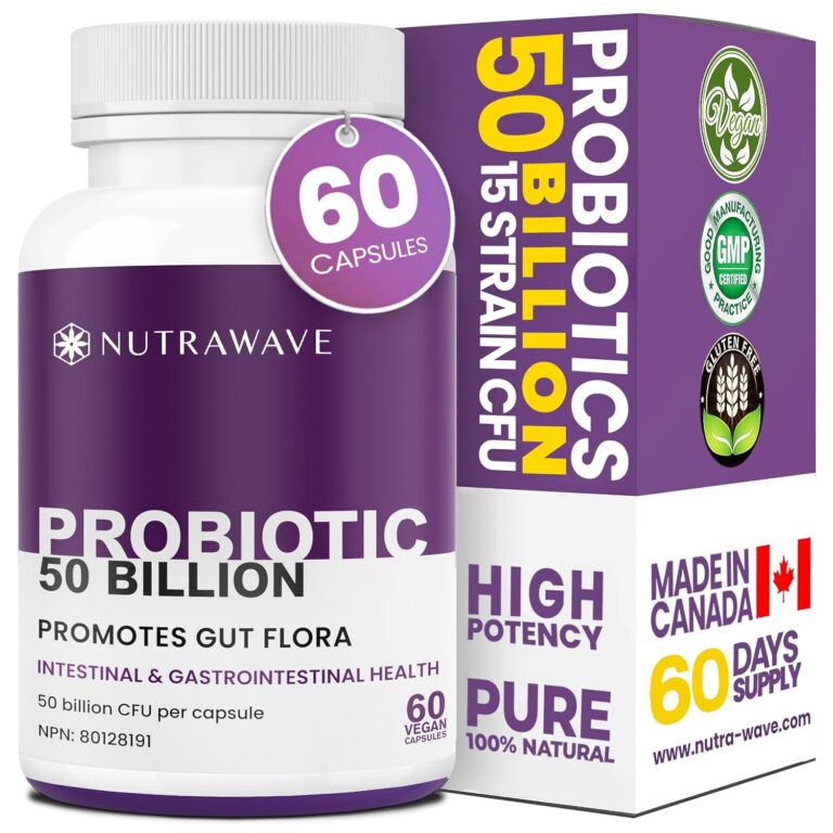Nutrawave 50 BILLION Probiotics Women & Men, 15 Strains Active Culture. Relieves Bloating and Constipation, Improved Digestion and Gut Health Supplement, Non-GMO, Vegan, Gluten...