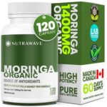 Nutrawave Organic Moringa Leaf Capsules 1200mg (2 x 600mg) for Liver Detox Cleanse, Gut Health, Hormone Balance, Gluten Free, Non-GMO, Vegan-Friendly Antioxidant Supplement, 120...