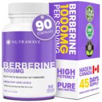 Nutrawave Pure Berberine Maximum Potency, 1000mg per Serving(Each Capsule 500mg), Supports Blood Sugar Levels, Healthy Lipid(Fat) & Glucose Metabolism, Non-GMO, Vegan, Gluten...