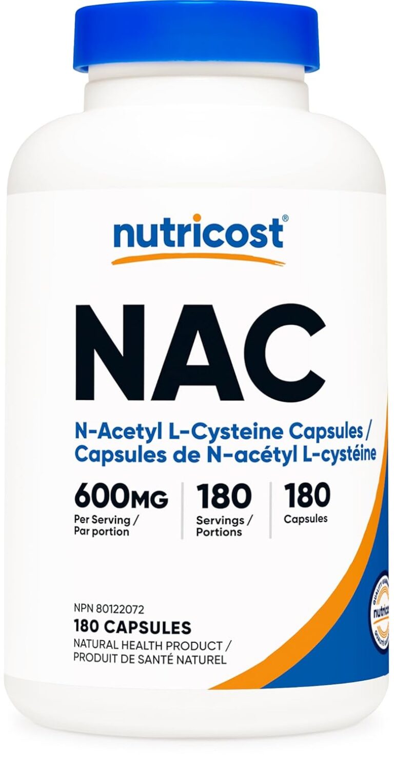 Nutricost NAC (N-Acetyl L-Cysteine) Supplement (600mg, 180 Capsules) - Non-GMO, Gluten Free
