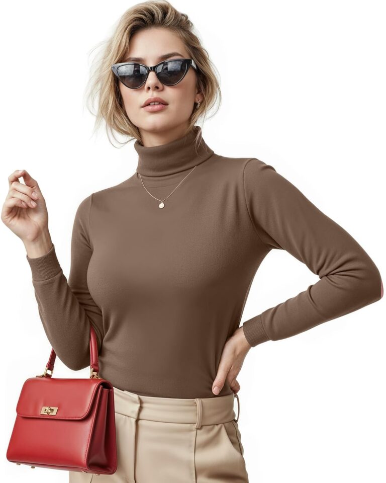 NY Threads Long Sleeve Turtleneck Women Thermal Base Layer Slim Fit Active Shirt