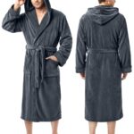 NY Threads Men's Hooded Fleece Bathrobe Plush Long Spa Robe