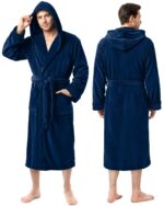 NY Threads Men's Hooded Fleece Bathrobe Plush Long Spa Robe