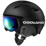 Odoland Snow Ski Helmet and Goggles Set, Sports Helmet and Protective Glasses - Windproof Protective Gear for Skiing, Snowboarding