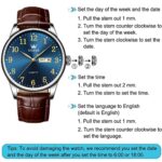 OLEVS Men Leather Watches for Men Arabic Numerals Men Easy Read Watches, Simple Style Calendar Large Face Watches (White/Black/Blue Dial)