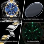 OLEVS Watches for Men Waterproof Luxury Analog Mens Watches Stainless Steel Business Fashion Mens Watch Big Face Dress Watches for Men Watch with Date(Blue/Black/Green/Gold Dial)