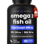 Omega 3 Fish Oil Supplements 3600mg with EPA & DHA | High Potency Omega 3 Supplement to Support Heart, Brain, Joints, Skin, Eyes & Immune Health | 180 Natural Lemon Burpless...